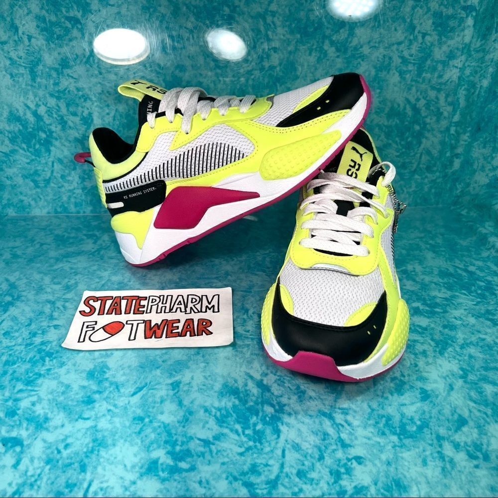 Puma RS-X E Lights White Fizzy Yellow Women’s Low Top Athletic Shoes